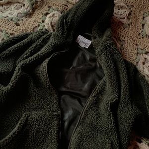 Basic Editions floofy cozy green sweater jacket
